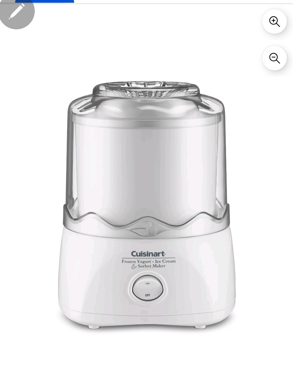 Cuisinart White Frozen Yogurt & Sorbet Maker with Clear Lid